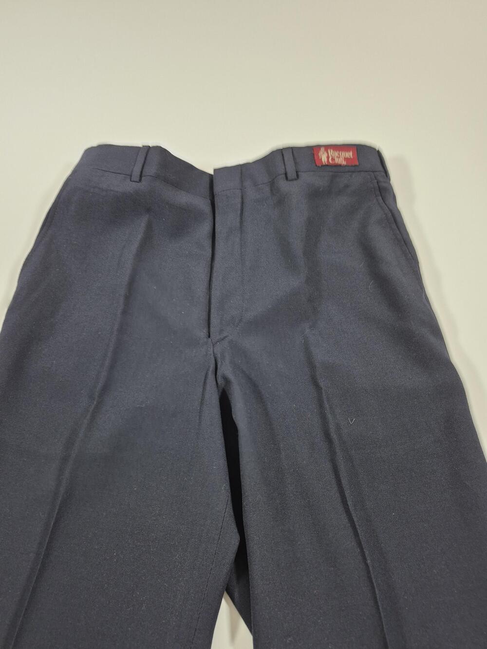 VTG Racquet Club Dress Pants Mens 30x36 Blue Wool Poly Flat Front Unhemmed NWT - Picture 2 of 11
